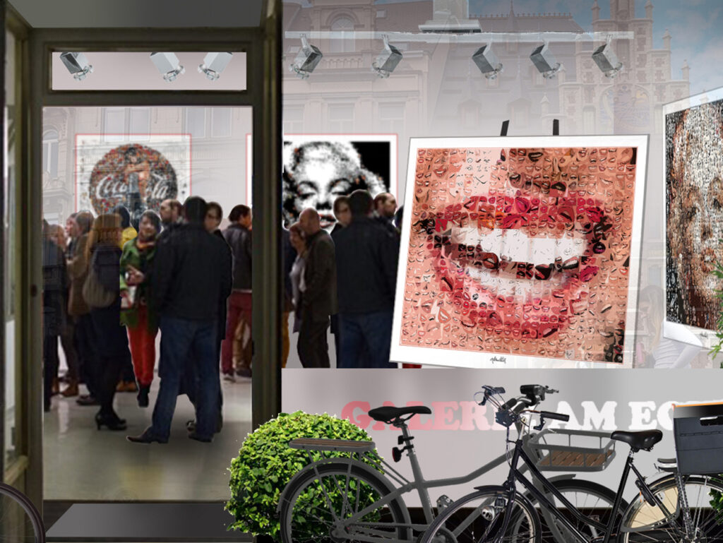 Aufmerksamkeitsstarke Wandbilder mit Pop-Art-Charakter. Rote Lippen und Zähne platziert zu modernen Kunstmotiven. Moderne Pop Art Kunst mit internationaler Wirkung.