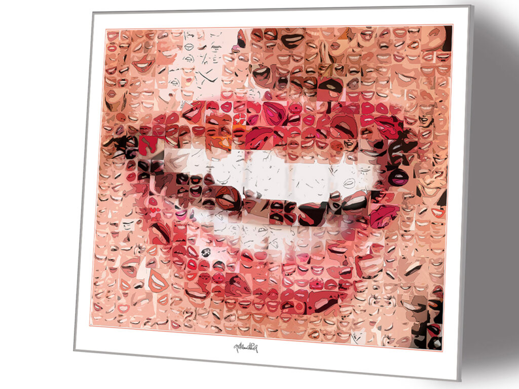 Pop Art Kunst mit lebendigen Farben und klarer Bildsprache. Ein Wandbild, stimmig für die weißen Wände in der Zahnarztpraxis.