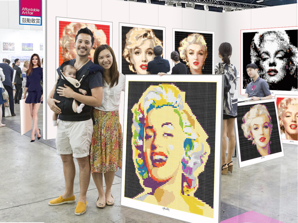 China, Art Fair Shanghai, Großformatige Pop Art Exponate mit Arbeiten des Künstlers gerd kemmerling. Wandbilder für zeitgemäßes Praxisdesign, für private Räume.