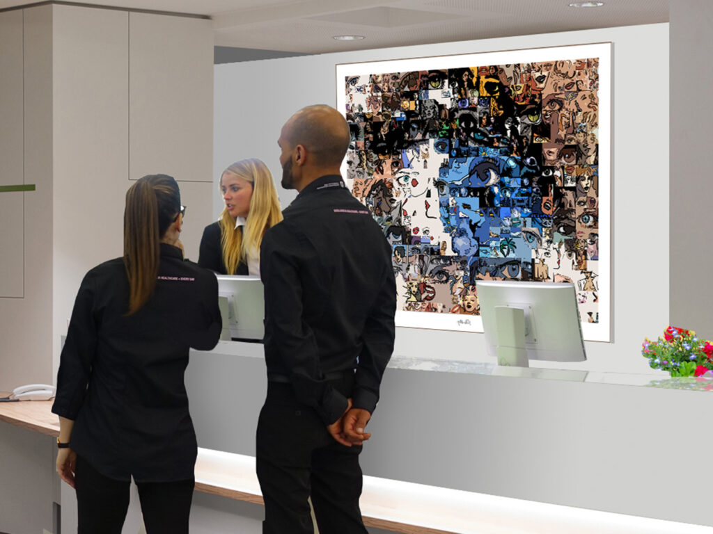 Die perfektes Wandbild für die Gestaltung ihres Empfangs. Augen-Kunst für Experten.