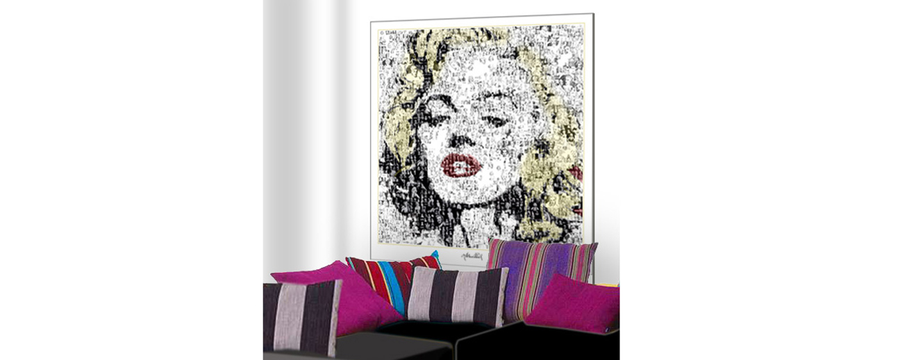 Großformatiges Marilyn Monroe Wandbild in pinker Pop Art Kunst für moderne Praxisräume und stilvolle Wohnbereiche. Kunstbilder von gerd kemmerling