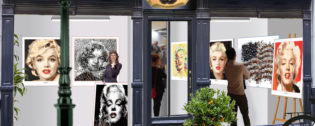Galerieausstellung großformatiger moderner Marilyn Monroe Wandbilder von gerd kemmerling im farbenfrohem Pop Art Stil.