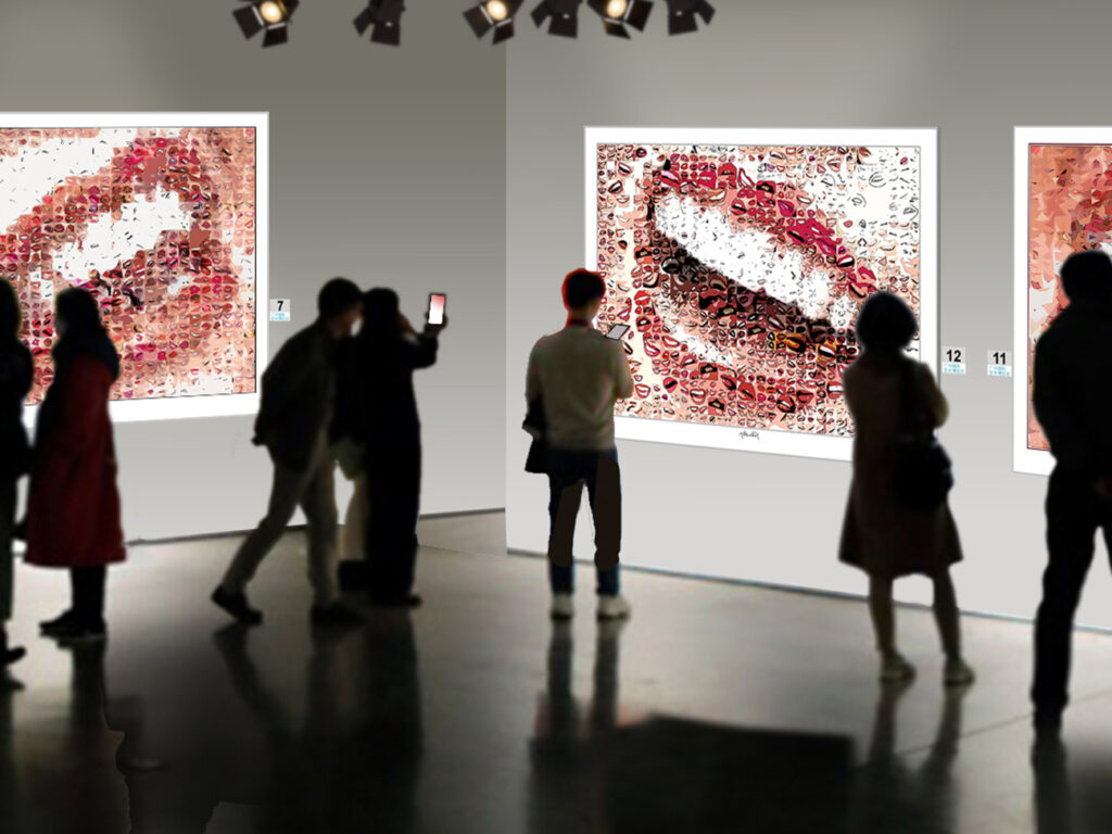 Pop-Art-Wandbilder mit Lippenmotiven auf der Art Fair Karlsruhe